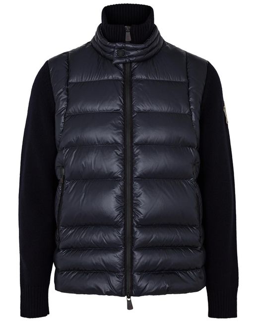 3 MONCLER GRENOBLE Blue Quilted Shell And Stretch-wool Jacket for men
