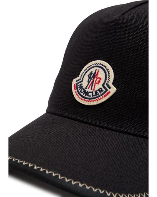Moncler Black Logo-Appliquéd Canvas Cap for men