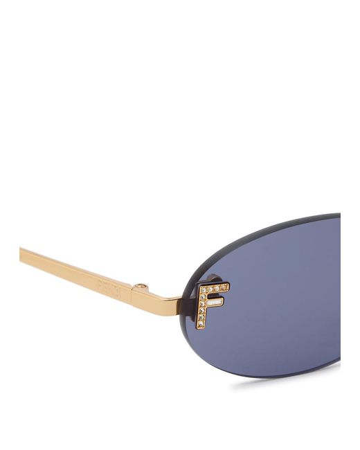 Fendi Blue Oval-Frame Sunglasses