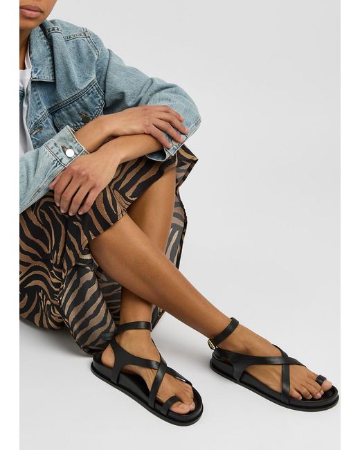 A.Emery Black Jalen Slim Leather Sandals