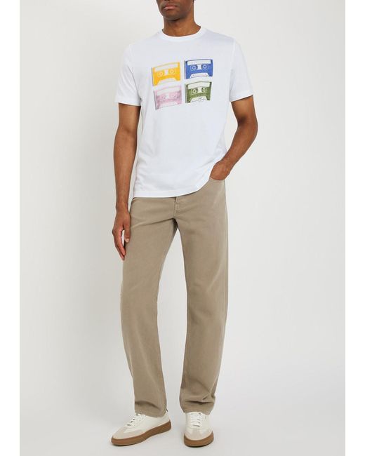 Paul Smith White Tapes Printed Cotton T-Shirt for men