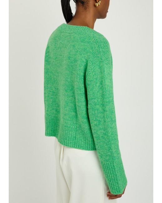 Lisa Yang Green Aletta V-Neck Cashmere Jumper