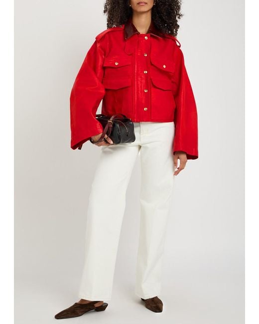 RÙADH Red The Henderson Leather Collar Waxed Canvas Jacket