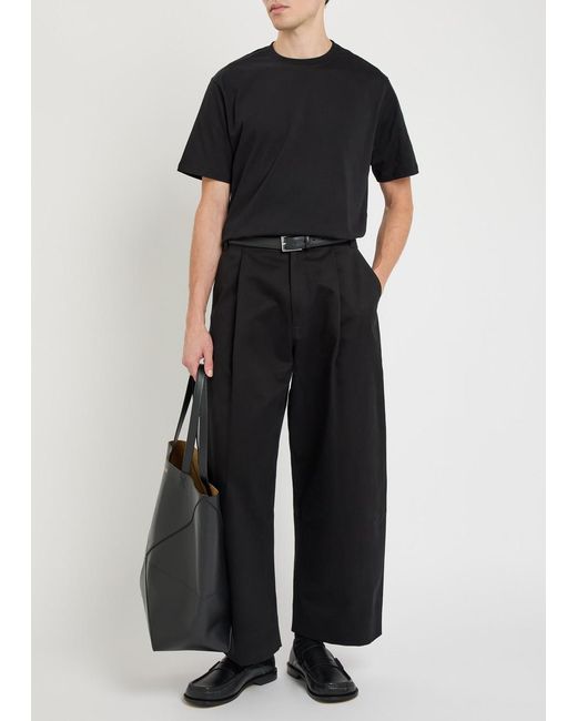 Studio Nicholson Black Branded Cotton T-Shirt for men