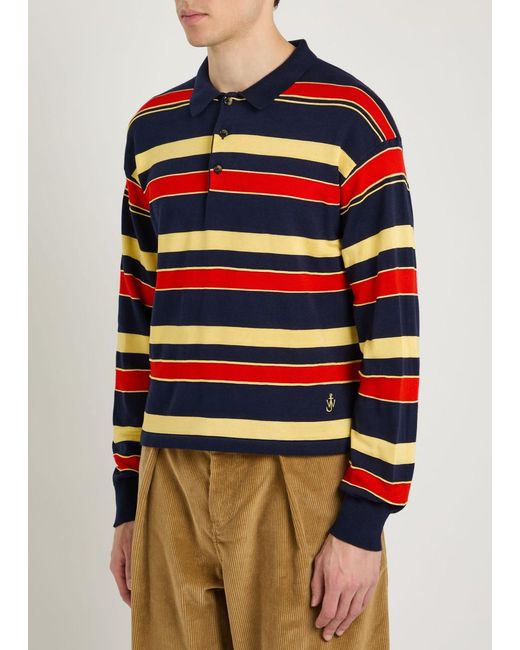 J.W. Anderson Blue Striped Knit Polo Shirt for men