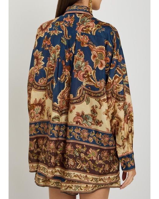 Zimmermann Blue Aster Printed Silk Shirt