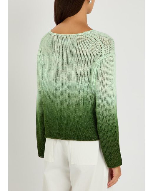Vince Green Dip-Dye Dégradé Cotton-Blend Jumper