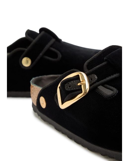 Birkenstock Black Boston Velvet Sliders