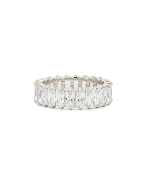Rosie Fortescue Jewellery White Crystal-Embellished Rhodium-Plated Ring