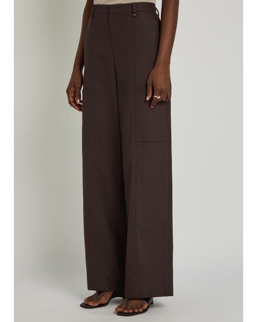Vince Brown Relaxed Straight-Leg Stretch-Cotton Trousers