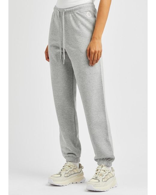 Moncler Gray Glittered Jersey Sweatpants