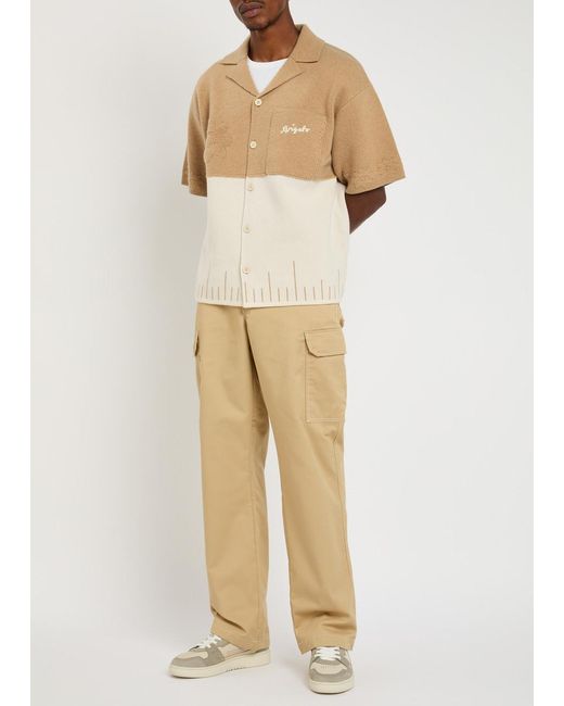 Axel Arigato Natural Pier Textured Logo-Embroidered Wool Shirt for men