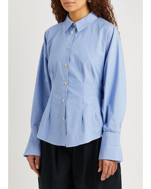 Palmer//Harding Blue Solo Striped Cotton-poplin Shirt