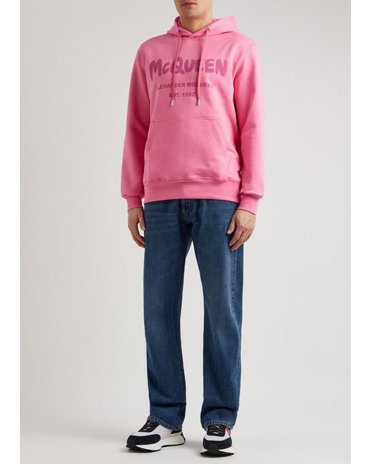 Alexander McQueen Pink Logo Hooded Cotton Sweatshirt for men
