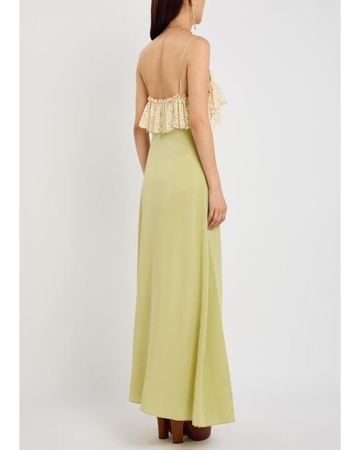 Chloé Yellow Lace-Trim Silk-Georgette Maxi Dress