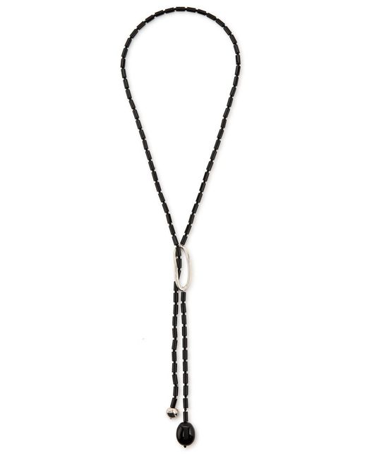 Agmes Black Annaya Lariat Sterling Beaded Necklace