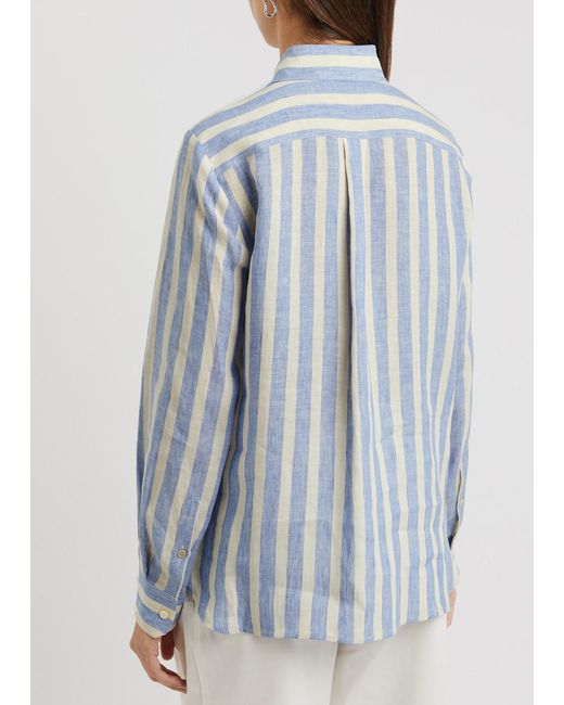 Weekend by Maxmara Blue Lari Striped Linen Shirt