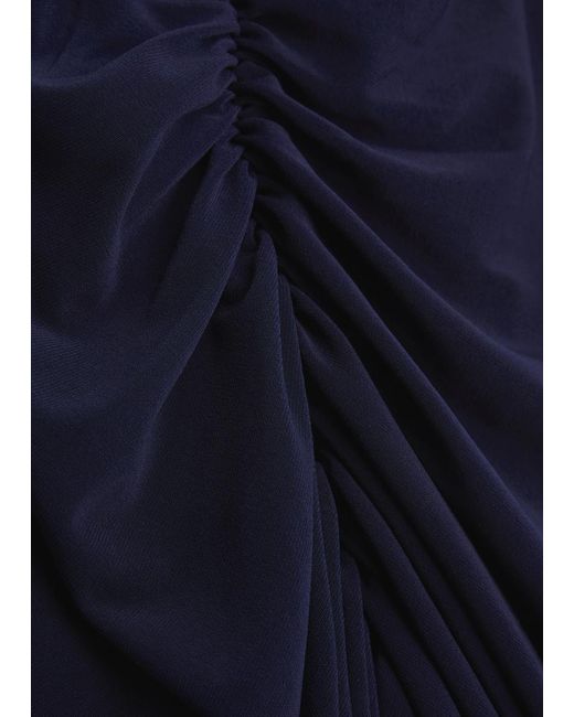 Norma Kamali Blue Diana One-Shoulder Stretch-Jersey Maxi Dress