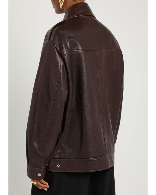 Nour Hammour Brown Drey Leather Jacket
