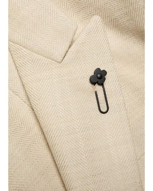 Lardini Natural Double-Breasted Wool And Silk-Blend Blazer for men