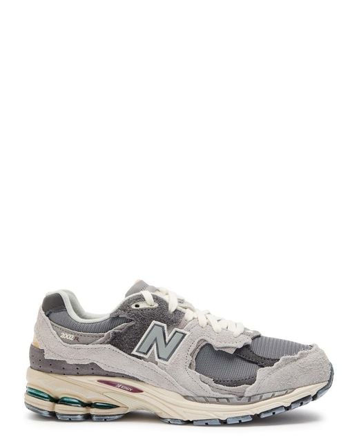 New Balance White 2002R Panelled Brushed Suede And Mesh-Knit Sneakers