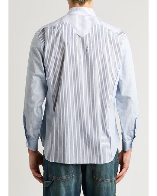 Maison Margiela White Panelled Striped Cotton Shirt for men