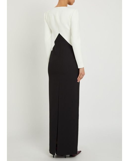 Roland Mouret Black Colour-Blocked Crepe Maxi Dress
