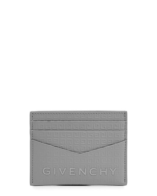 Givenchy Gray 4g Logo Leather Card Holder for men