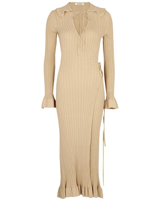 By Malene Birger Natural Gianina Ribbed Cotton-blend Maxi Dress