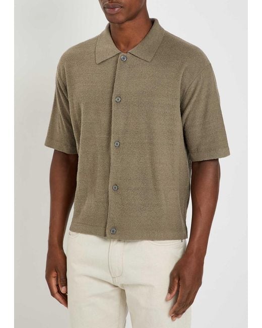 FRAME Natural Textured-Knit Linen And Silk-Blend Shirt for men
