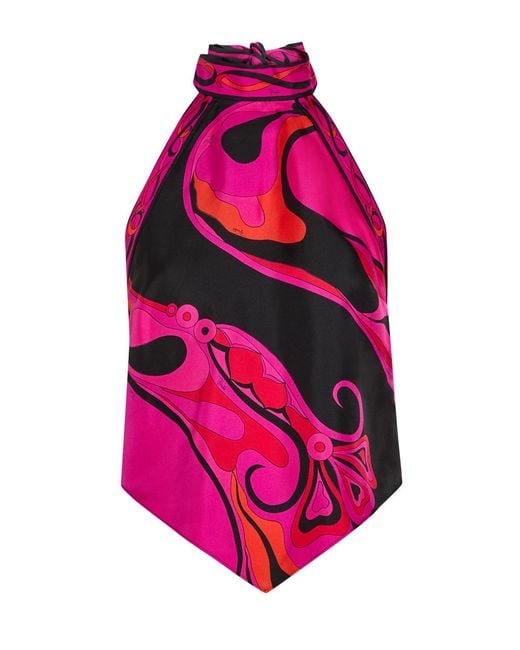 Emilio Pucci Pink Printed Silk Top