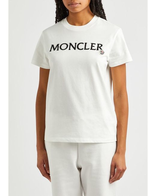 Moncler White Logo-embroidered Cotton T-shirt