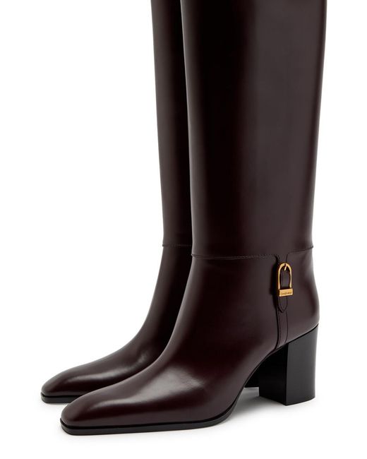 Saint Laurent Brown Julia 70 Leather Knee-High Boots