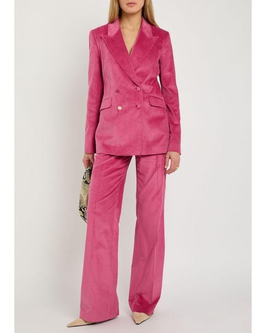 Gabriela Hearst Pink Angela Double-Breasted Corduroy Blazer