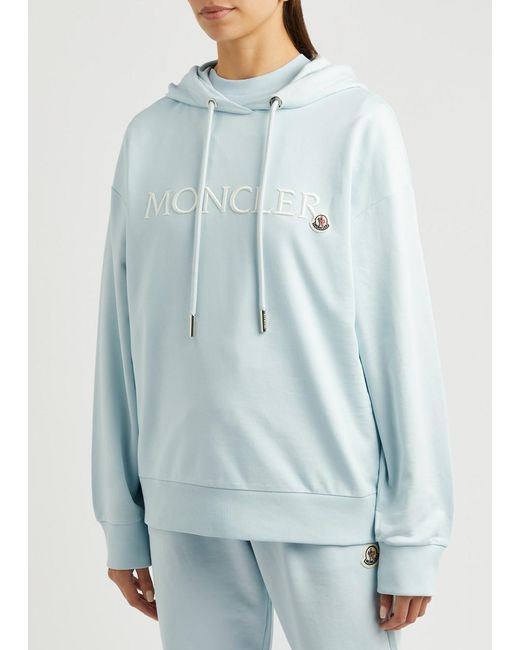 Moncler Blue Logo-embroidered Hooded Cotton Sweatshirt