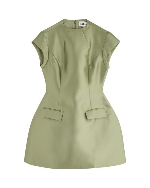 mini green dress women Lebby Mini Dress in Satin Forest Green