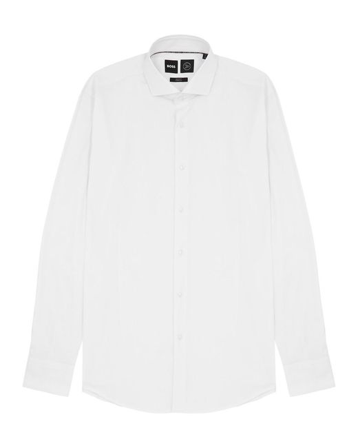 Boss White Cotton-Blend Shirt for men