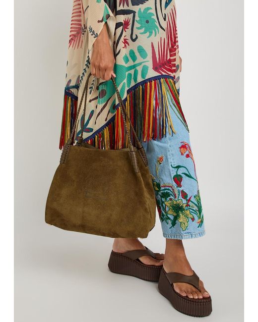Etro Brown Libra Large Leather And Suede Tote