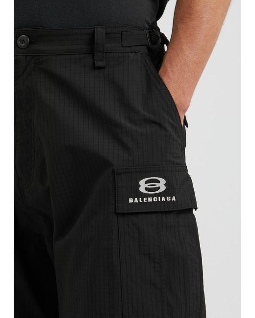 Balenciaga Gray Logo-Embroidered Shell Cargo Trousers for men