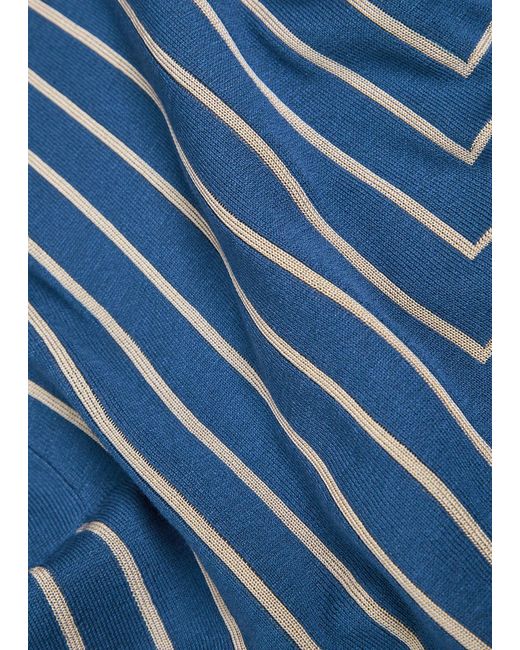 Joseph Blue Striped-Jacquard Stretch-Knit Top