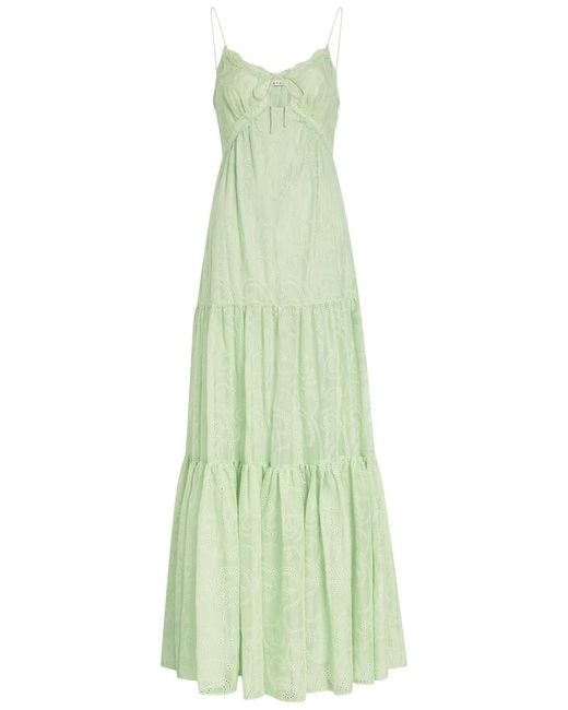 Alice + Olivia Green Nicky Embroidered Tiered Chiffon Maxi Dress