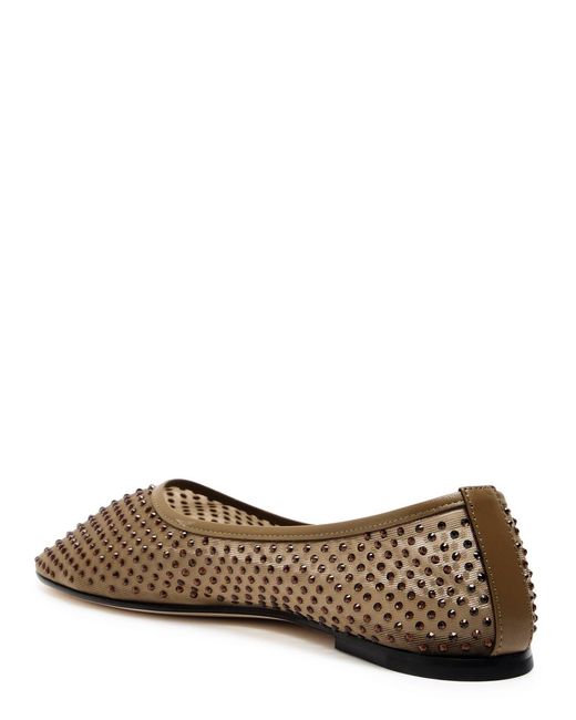 Dear Frances Brown Balla Crystal-Embellished Mesh Ballet Flats