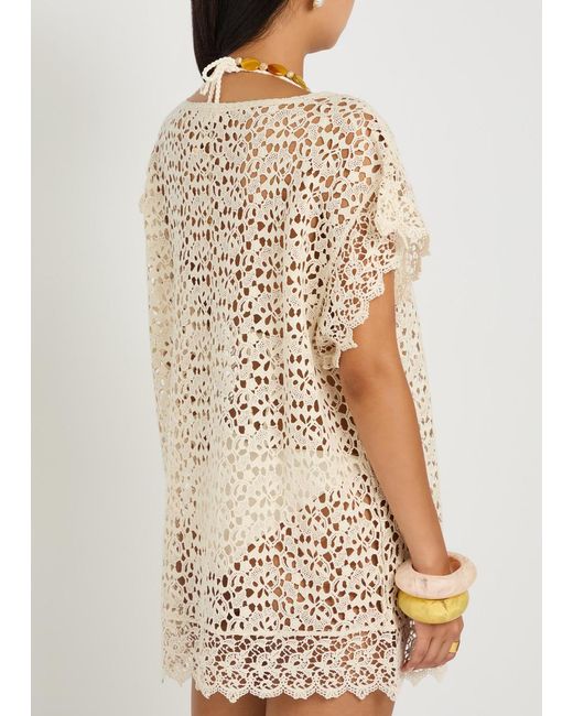 Suzie Kondi Natural Kristina Open Cotton-Knit Mini Kaftan