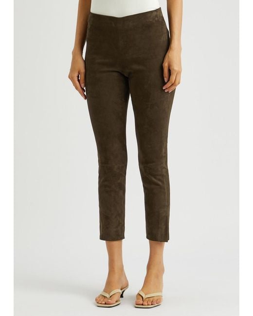 Vince Brown Split-cuff Suede Trousers