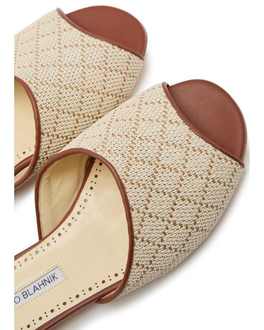 Manolo Blahnik Brown Smirnapla 10 Woven Leather Sandals