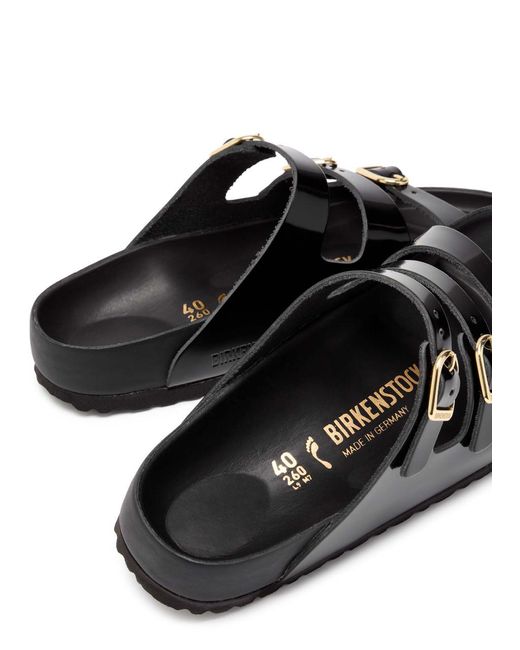 Birkenstock Black Florida Patent Leather Sliders Eu37 Uk4
