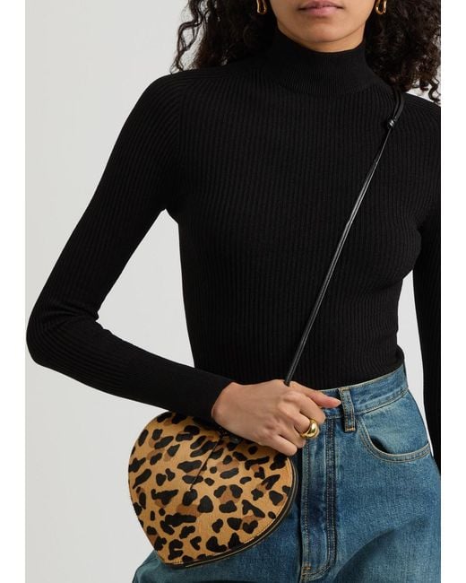 Alaïa Natural Le Coeur-Print Calf Hair Crossbody Bag