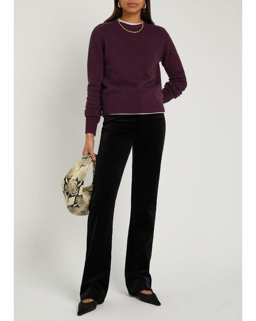 Nili Lotan Black Joan Straight-Leg Velvet Trousers