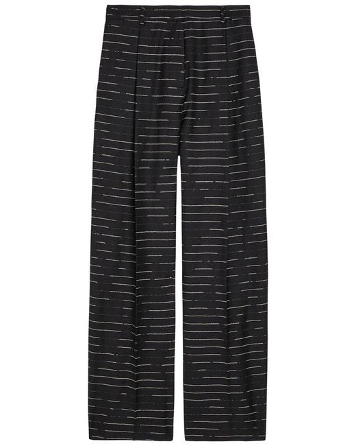 LIBEROWE Black Mika Striped Wool-Blend Trousers