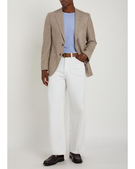 Boss Brown Hutson Wool And Linen-Blend Blazer for men